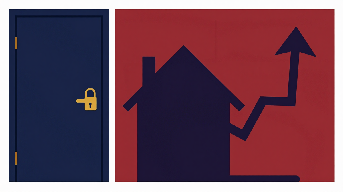 Locked door of rising mortgage rates.