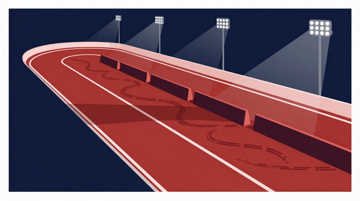 A barrier interrupts the race