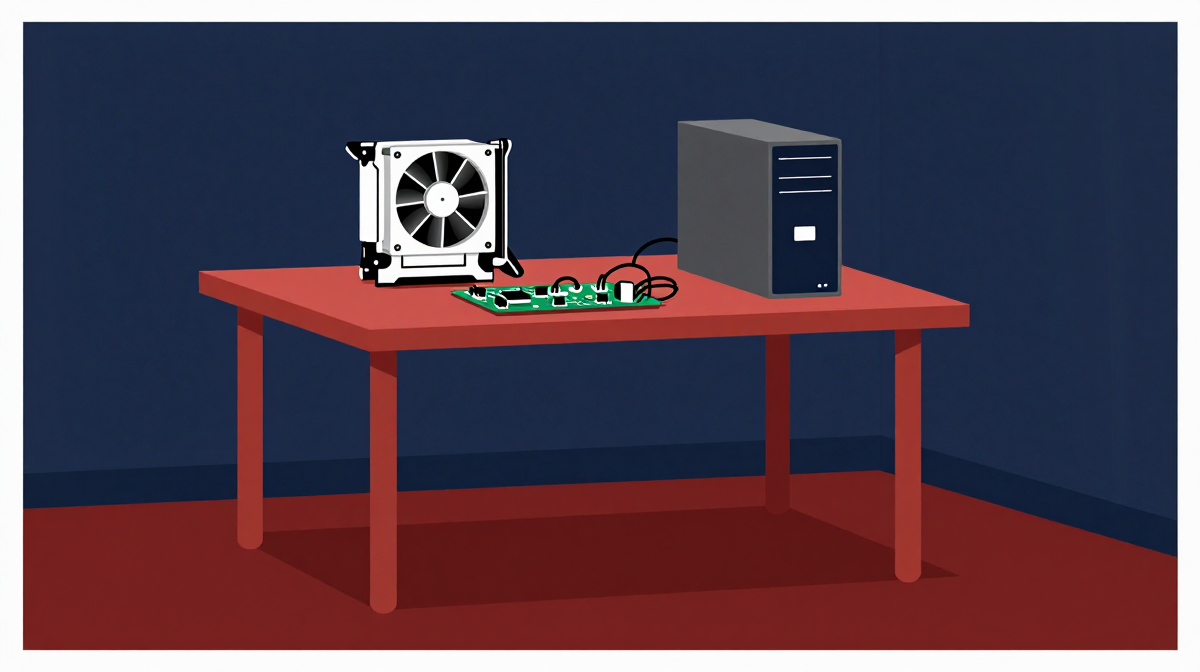 A small workshop builds with available tools